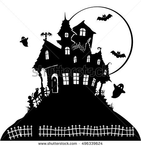 wallpapers Black Haunted House Silhouette clipart library