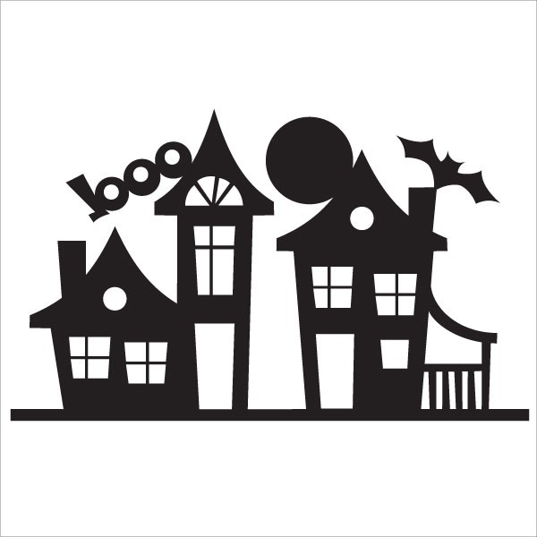 wallpapers Black Haunted House Silhouette horror halloween giant cardboard cutout