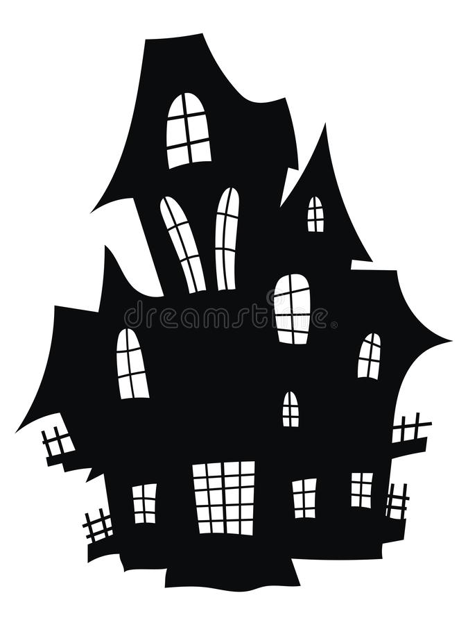 pics Black Haunted House Silhouette vector haunted house black and white illustration halloween background with silhouette of spooky cottage with big moon ghosts bats cemetery scary samhain party invitation or card design stock illustration download image