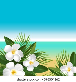 pics Cartoon Hawaiian Flowers https www shutterstock com image vector tropical island landscape summer holidays background 596504162