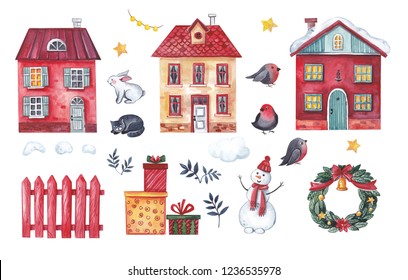 images Christmas Village Watercolor Painting christmas village paintings fine art