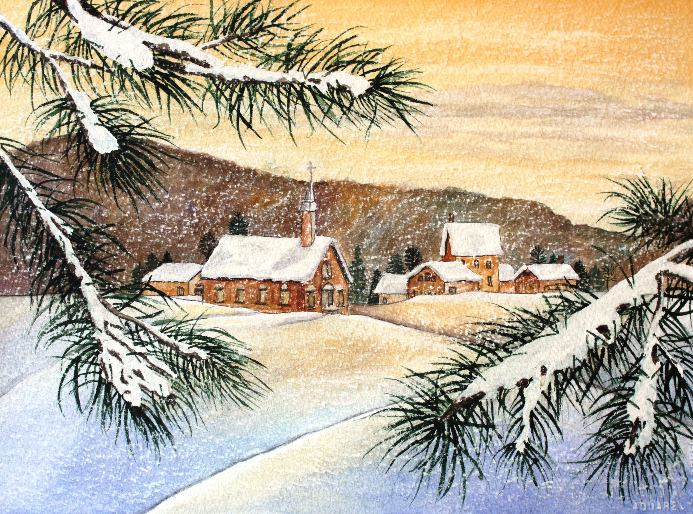 pix Christmas Village Watercolor Painting christmas village by silvia vassileva 2019 work on paper acrylic on paper singulart