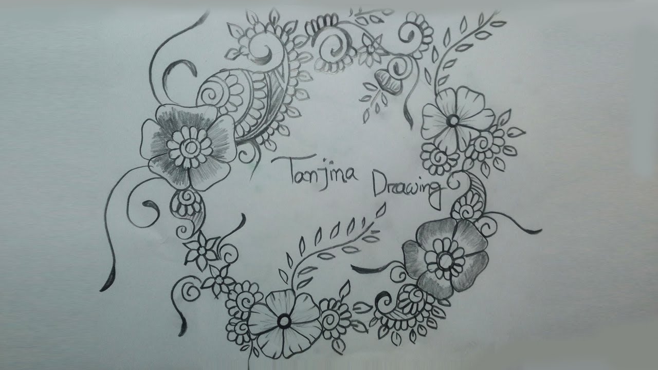 pix Circle Of Flowers Drawing free vector flower wreath drawing