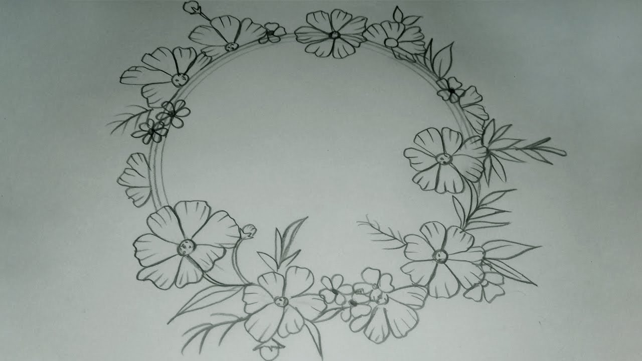 photo Circle Of Flowers Drawing vectorstock
