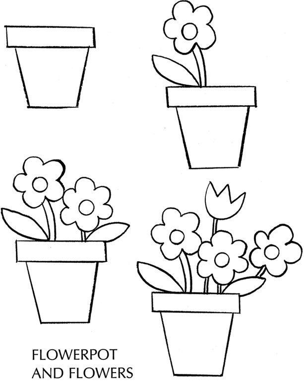 images Drawing Of A Pot Of Flowers flower drawing easy drawings