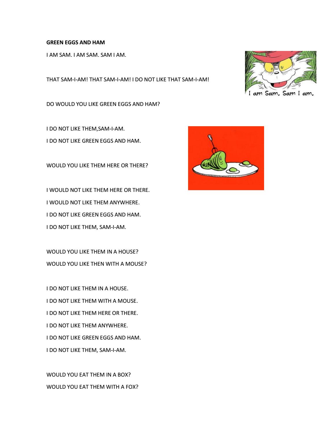 pic Green Eggs And Ham Poem Text green eggs and ham by alan diaz issuu