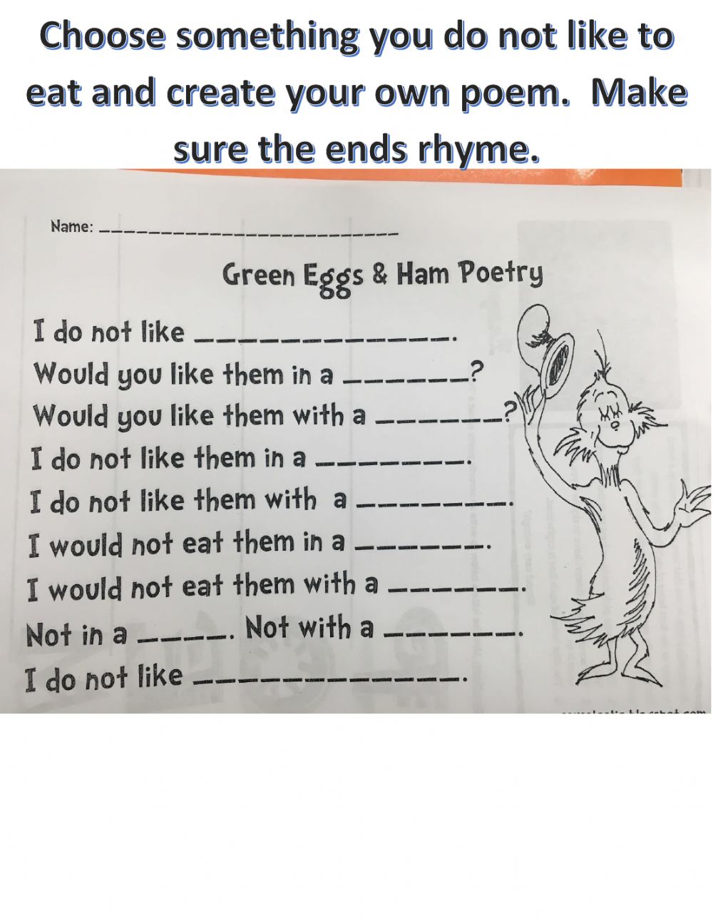 photo Green Eggs And Ham Poem Text green eggs and ham a bill day cartoon