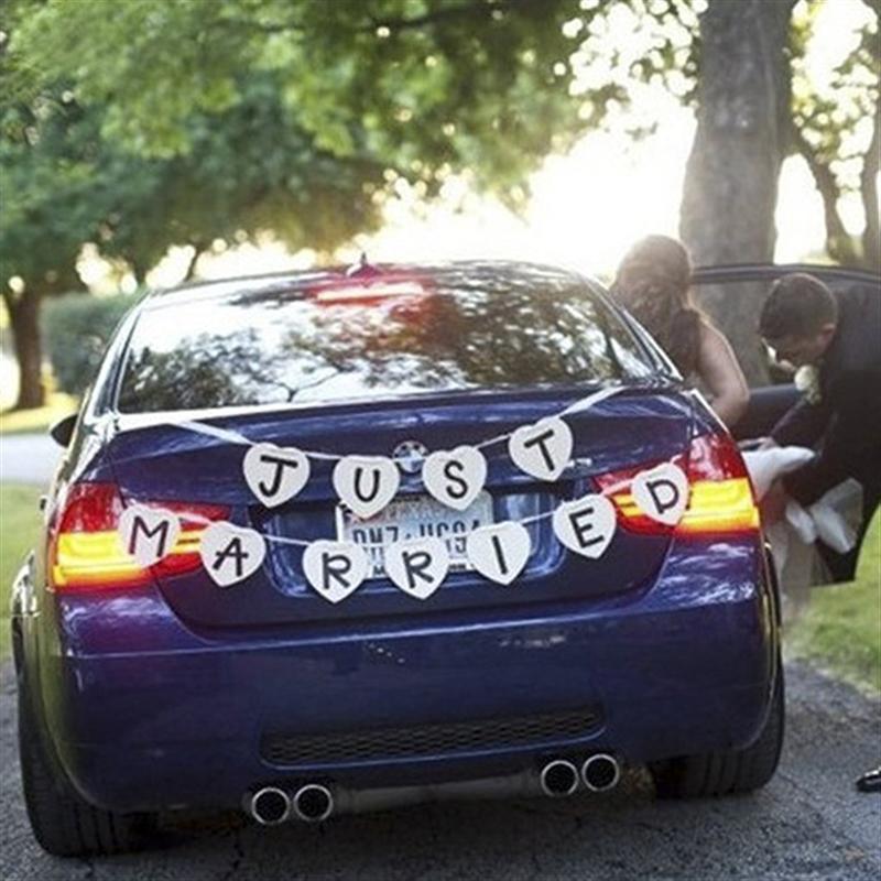 images Just Married Banner For Car just married banner car decorations gold glitter just married sign garland for bridal shower decorations photo props and car decorations