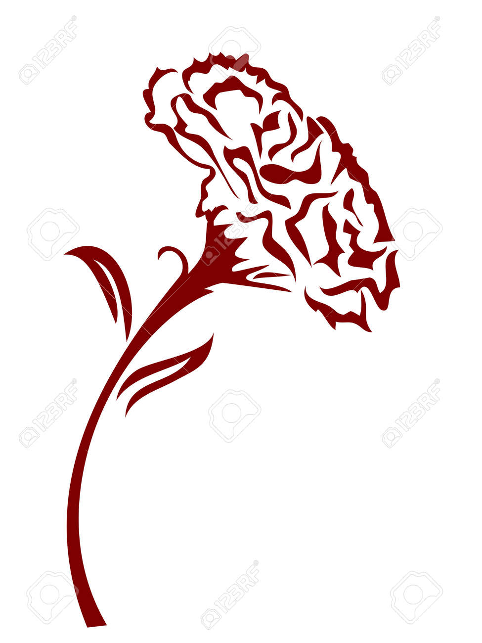 photo Red Carnation Flower Drawing red carnation flower sticker vector