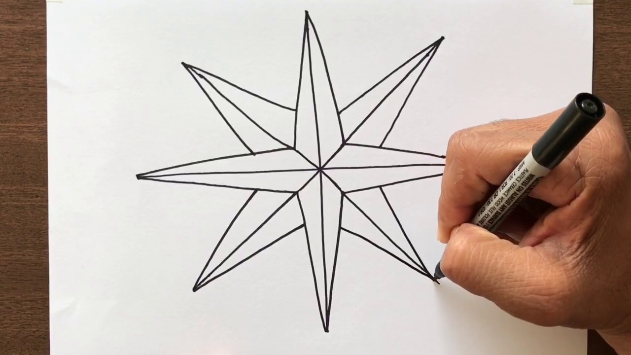 picture Simple Compass Drawing compass rose step 5 compass drawing