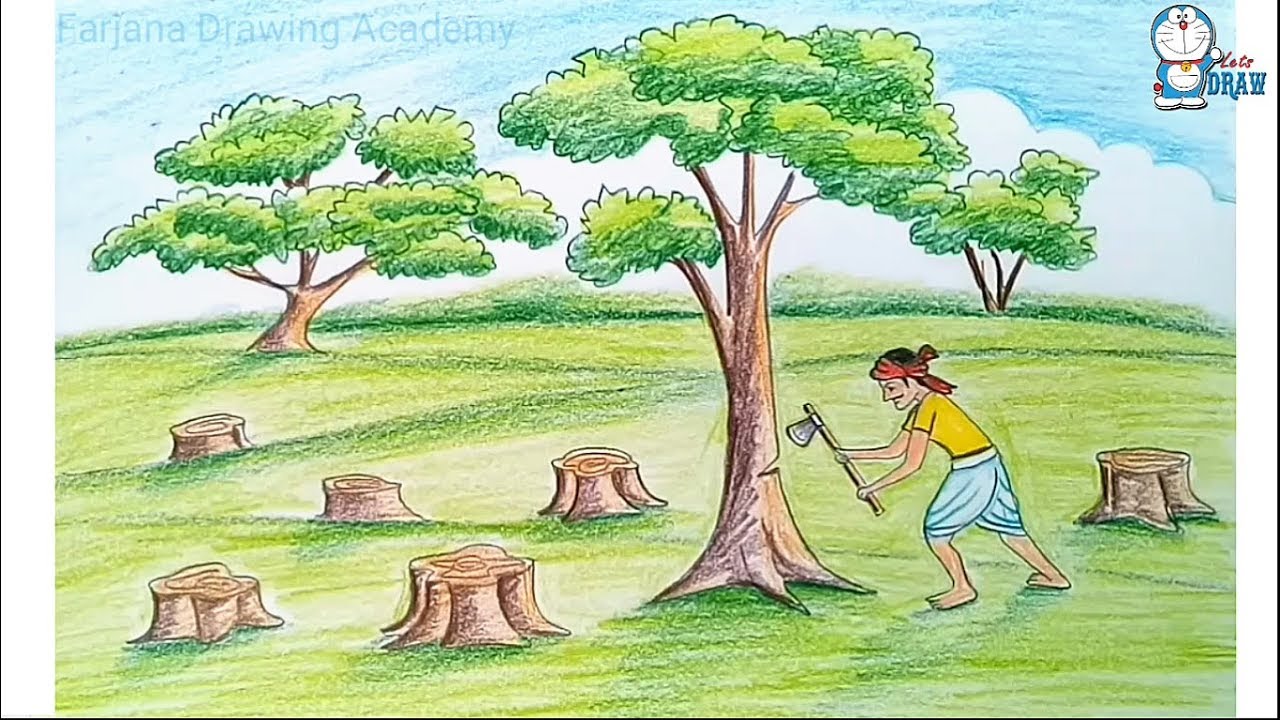 wallpapers Tree Cutting Man Drawing how to draw memory drawing school children preventing a man from cutting a tree